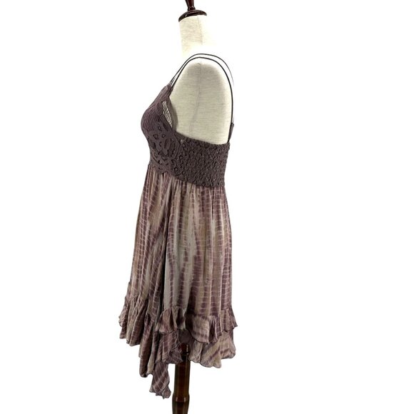 Free People FP One Womens XS Dress Adella Tie Dye Slip Plum Plunge Mini Boho - Picture 5 of 11